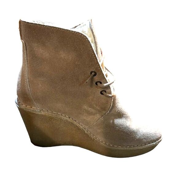 PIERRE HARDY Tan suede lace up shearling wedge ankle desert chukka boots sz 9 40 - Picture 12 of 13